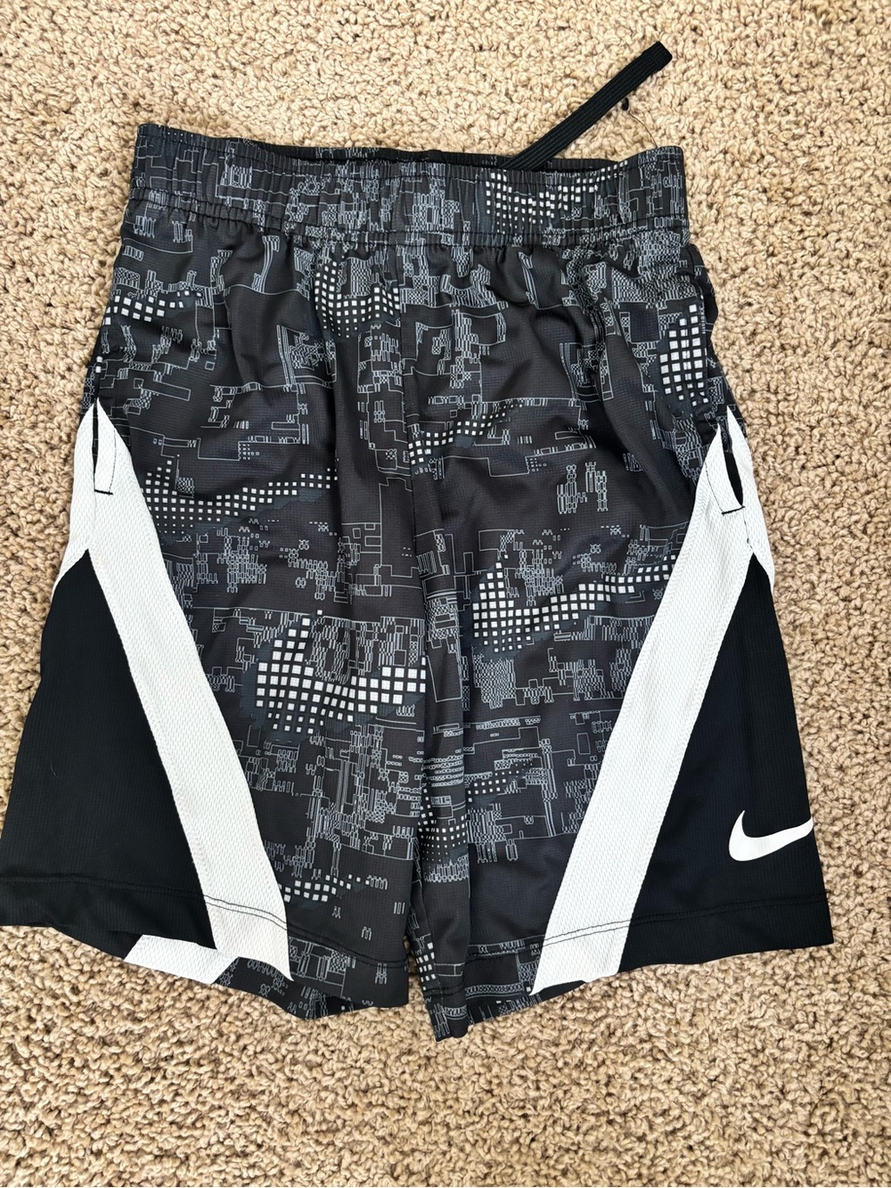 Nike Black & White Digital Camo Kids Athletic Shorts